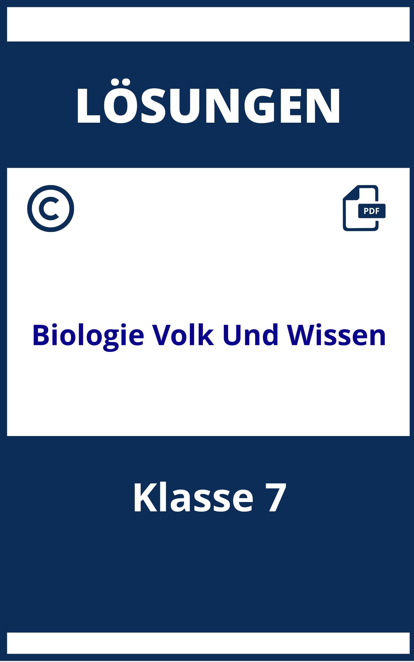 Arbeitsheft Biologie Klasse 7 Lösungen Volk Und Wissen