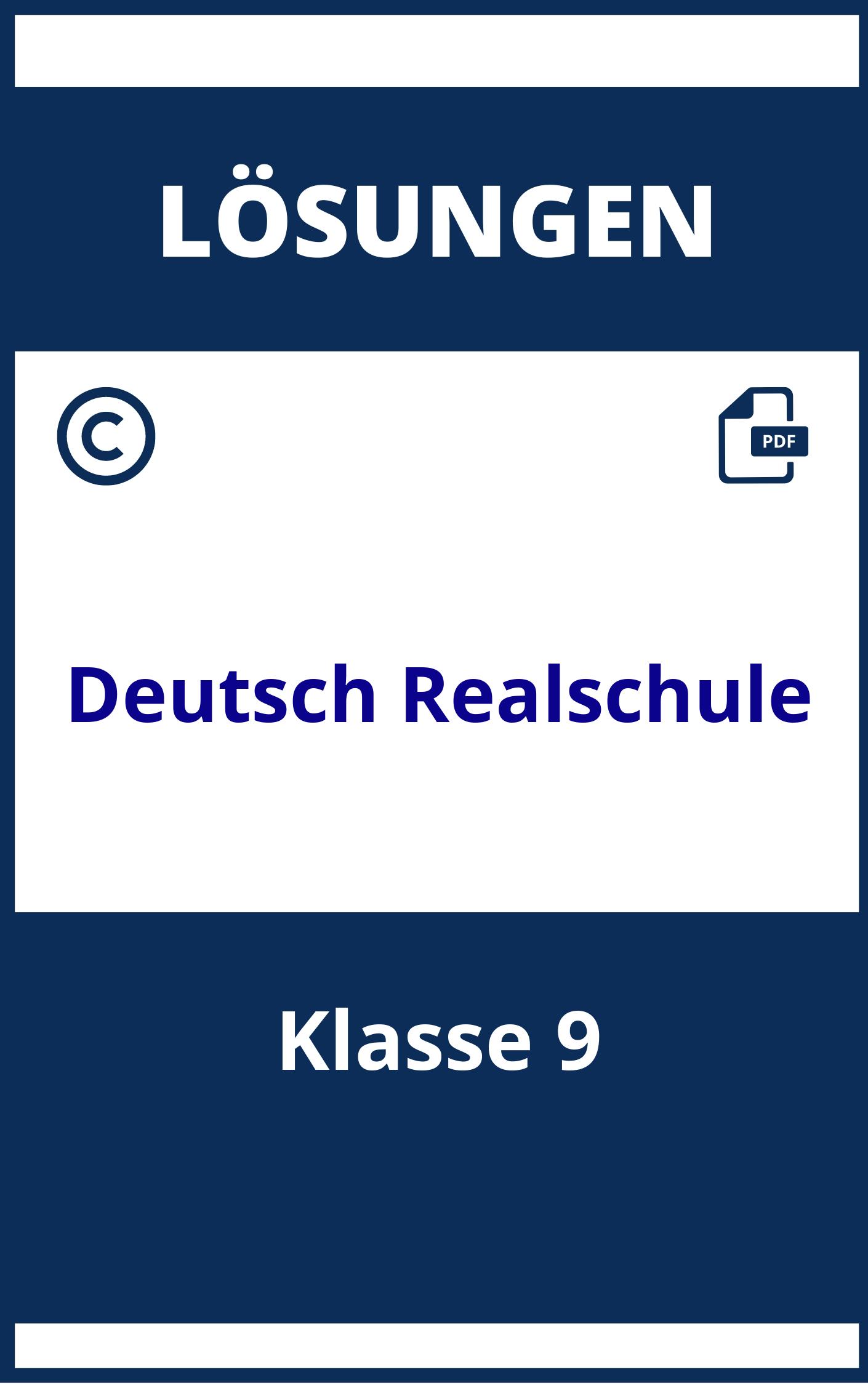 Deutsch Arbeitsheft Klasse 9 Realschule Lösungen