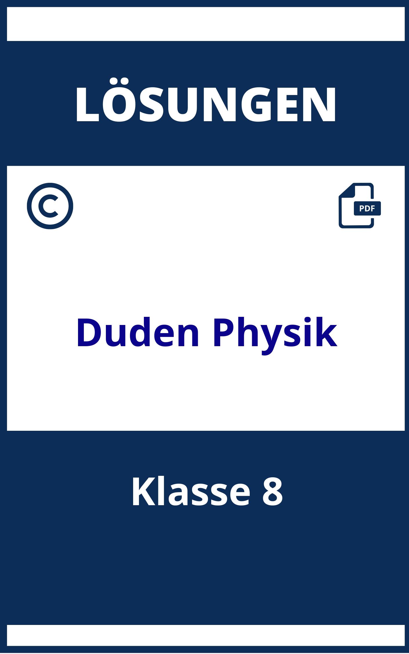 Duden Physik Arbeitsheft Klasse 8 Lösungen