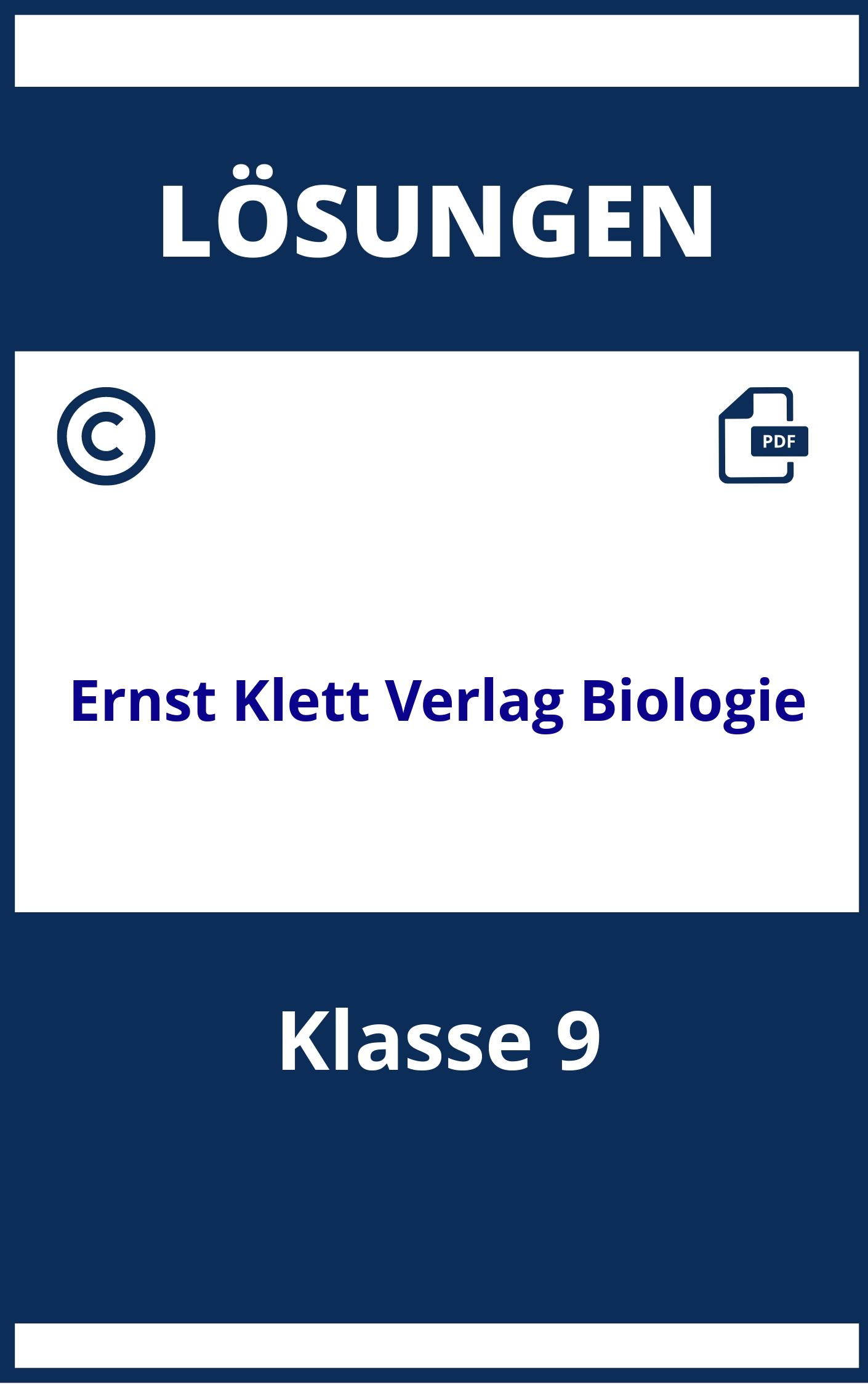 Ernst Klett Verlag Arbeitsblätter Biologie Lösungen Klasse 9