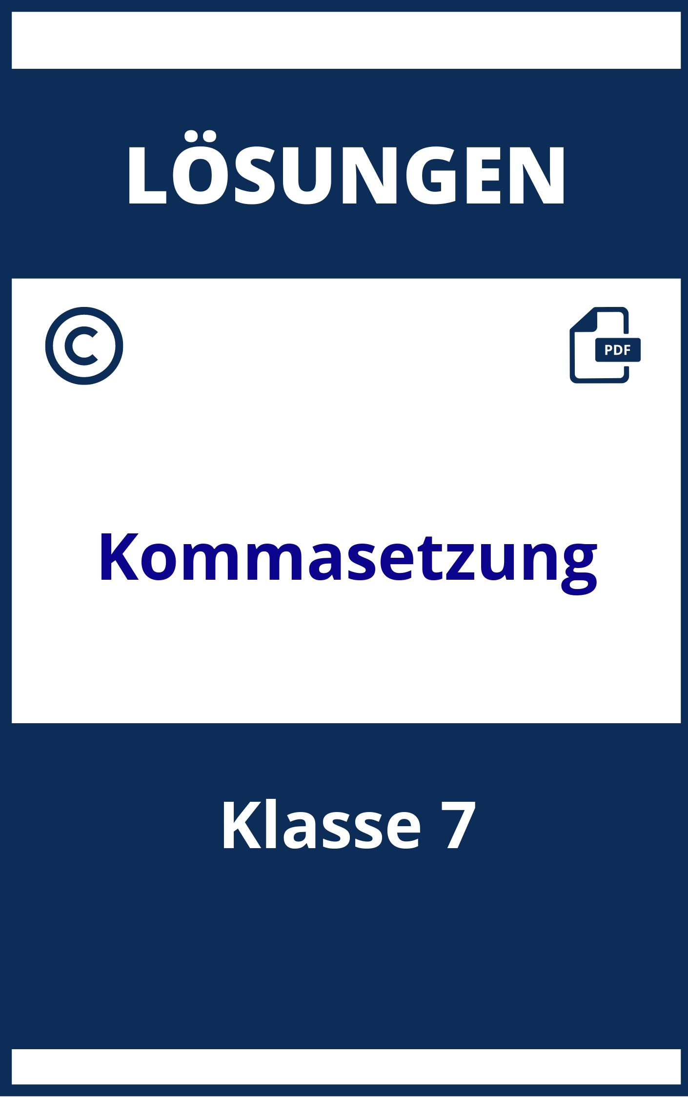 Kommasetzung Übungen Mit Lösungen Klasse 7