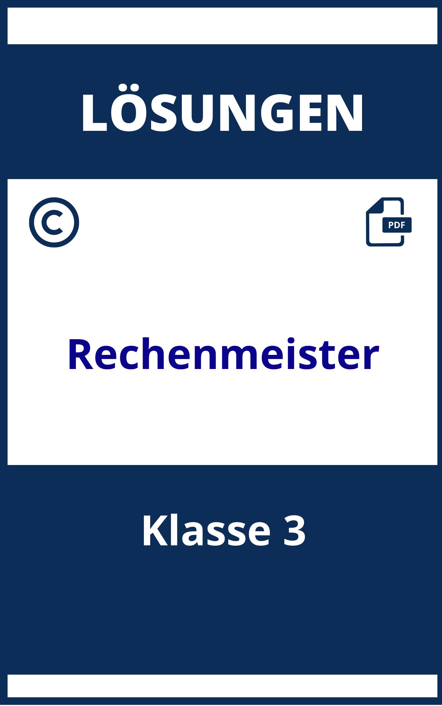 Rechenmeister Klasse 3 Lösungen